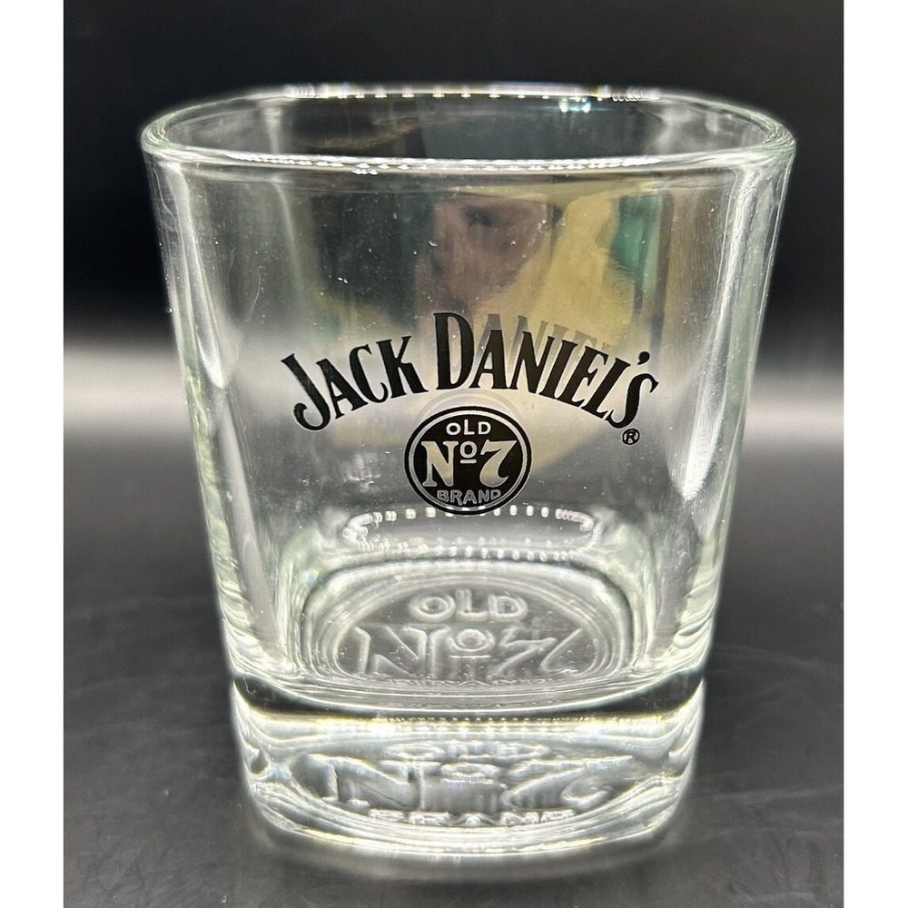 Jack Daniels - Old No. 7 Black logo - Square‎ Glass Vintage Collectors